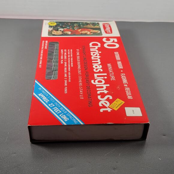 Joy Brite 50 Miniature Christmas Light Set Vintage Indoor Outdoor  27 Ft NOS - Picture 6 of 16